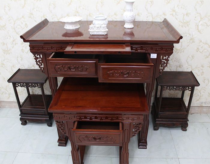 Bàn thờ gia tiên cặp gỗ căm xe (tủ con) GT03